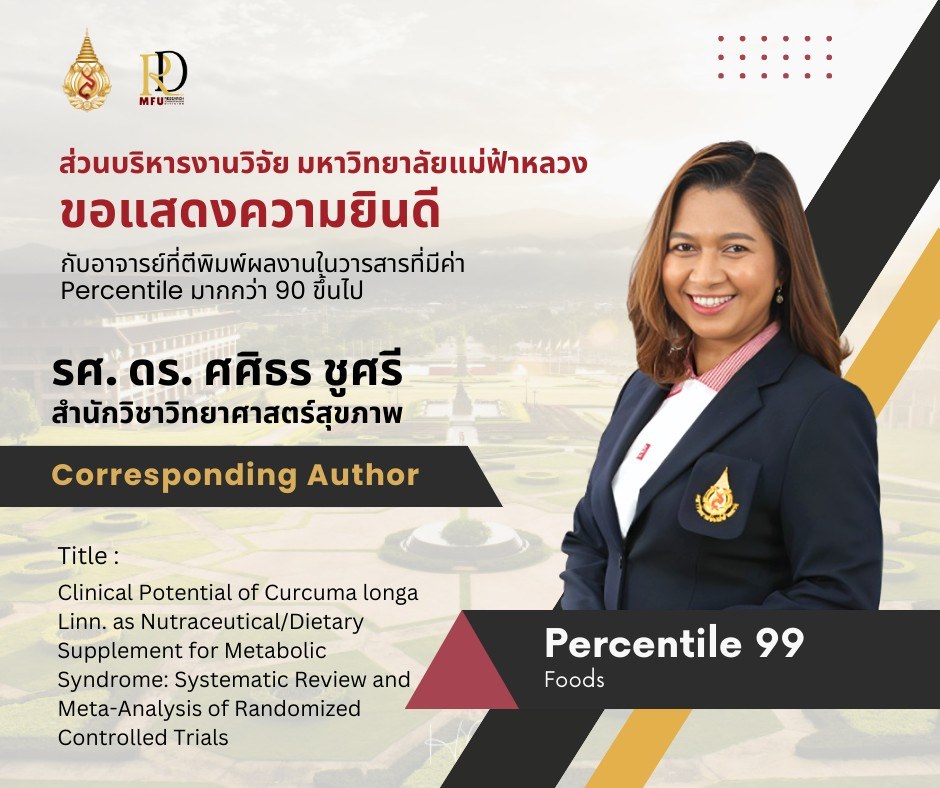 The Research Administration Division would like to extend our heartfelt congratulations to the faculty members/researchers whose publications appeared in Scopus Q1 journals with Percentile ≥ 90 for January 2026.