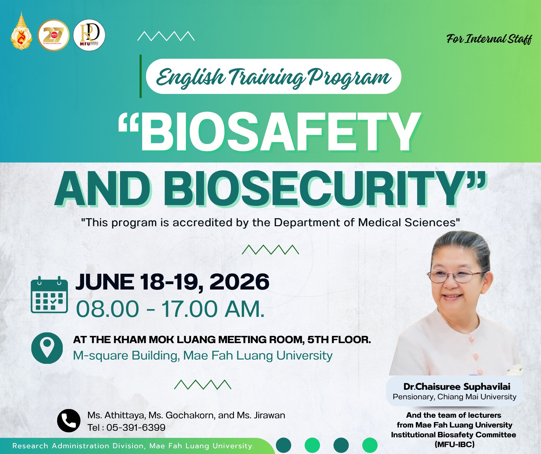“Biosafety and Biosecurity (BSL-2)” English training program