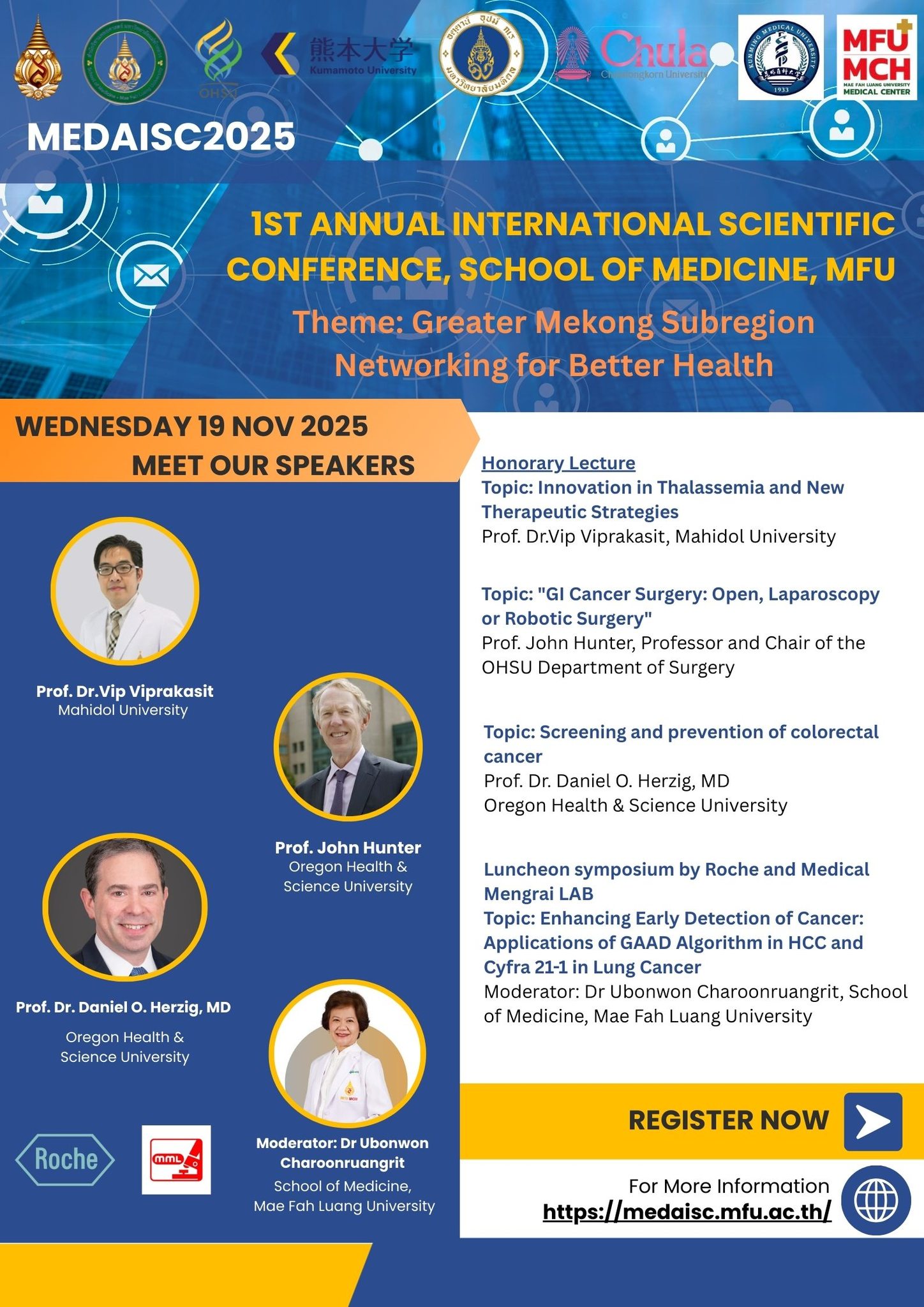Final call   Early Bird Registration is now open! MedAISC 2025: The 1st Annual International Scientific Conference by the School of Medicine, MFU.