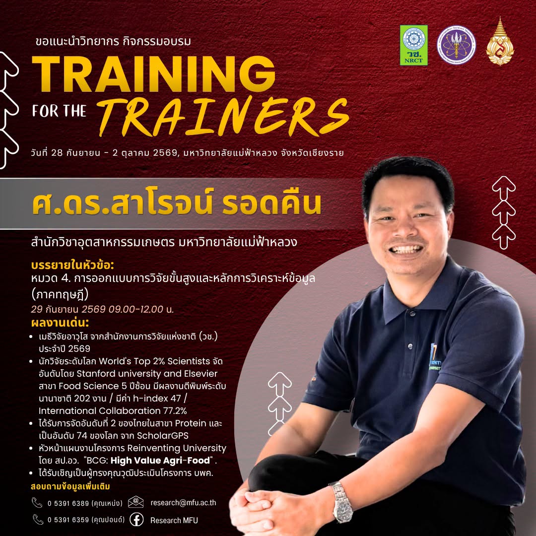 เปิดตัววิทยากร EP.5  เมื่อ “ข้อมูล” คือหัวใจสำคัญของการสร้างงานวิจัยที่มีคุณภาพ โครงการ “วิทยากรเพื่อการพัฒนานักวิจัย” (Training for the Trainers: TFT)