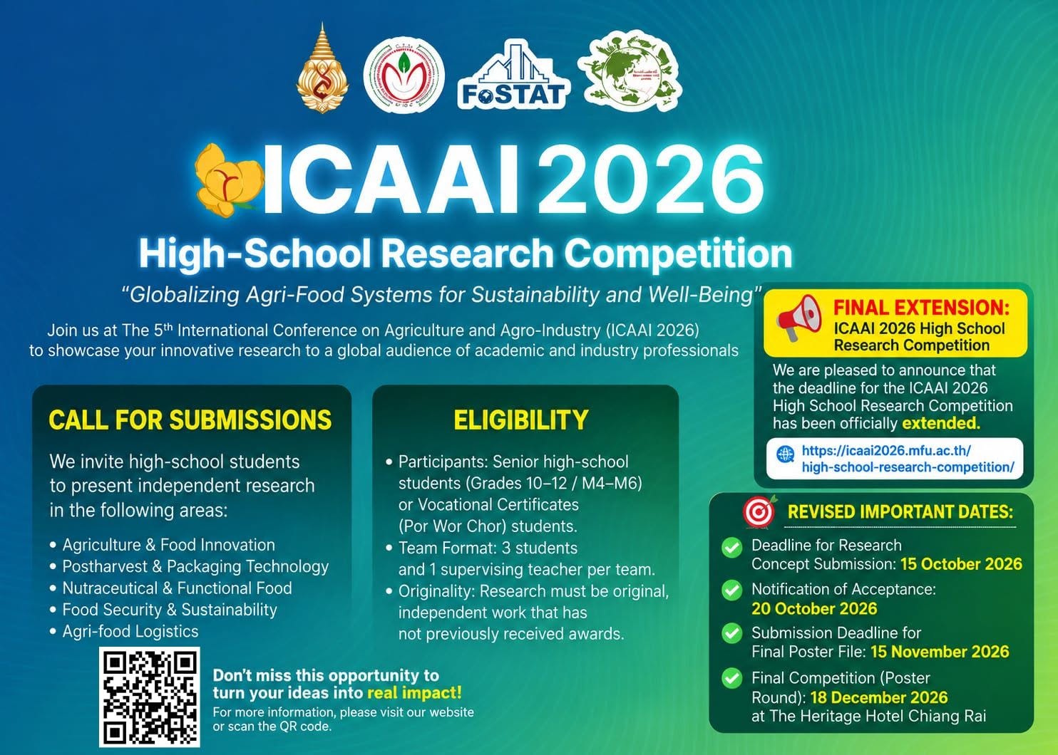  *FINAL EXTENSION — LAST CHANCE!*    *ICAAI 2026 HIGH SCHOOL RESEARCH COMPETITION* 