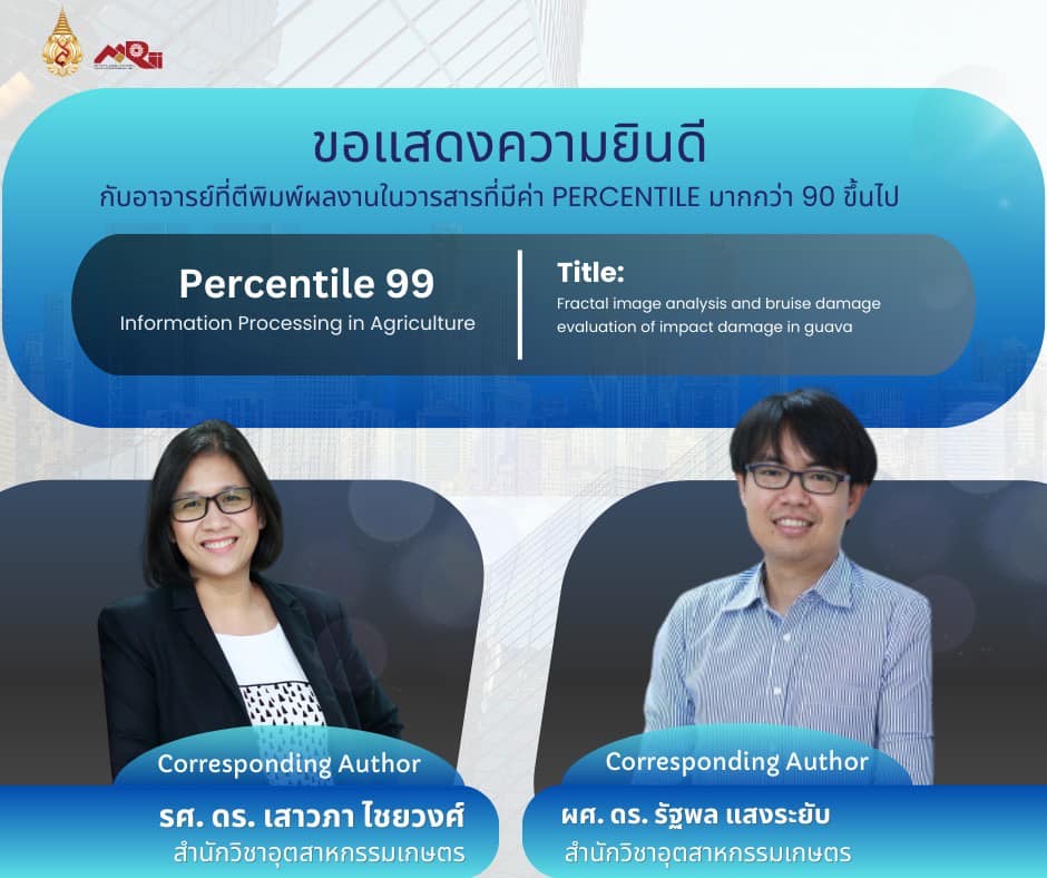 ส่วนบริหารงานวิจัยฯ ขอแสดงความยินดีกับอาจารย์/นักวิจัย ที่มีผลงานตีพิมพ์ในวารสารบนฐานข้อมูล Scopus Q1: Percentile ≥ 90 ประจำเดือน มิถุนายน 2567