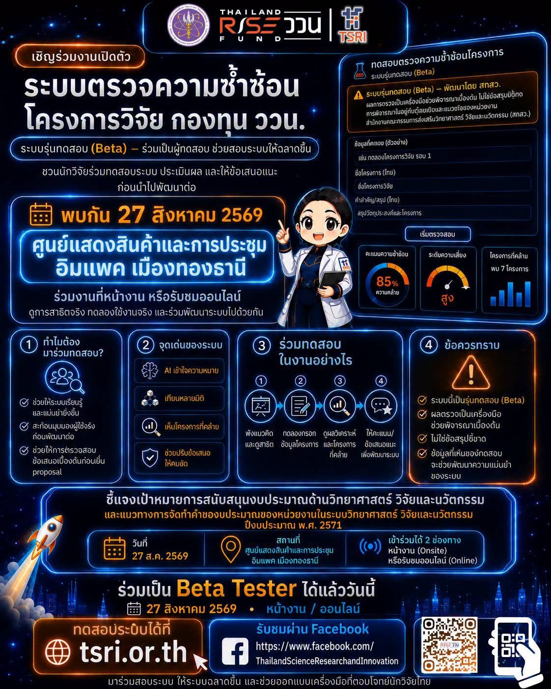  ขอเชิญหน่วยงานในระบบวิทยาศาสตร์ วิจัยและนวัตกรรม (ววน.) ร่วมเป็น Beta Tester และให้ข้อเสนอแนะแก่